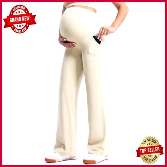 Maternity Yoga Wide Leg Pants with Pockets Petite/Regular/Tall - Picture 2 of 7